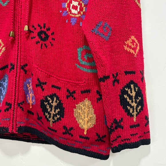 ICELANDIC Design Red 55% Hemp Cardigan Sweater Jacket Sz L - Picture 3 of 11